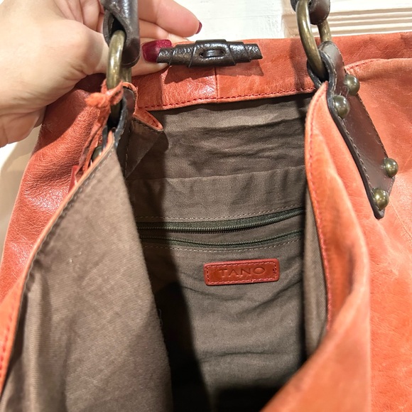 {Tano} Orange Leather Hobo Bag - Picture 9 of 13